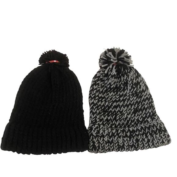 Hand Knit Beanie 2pc Pom Pom hats cap crochet NEW CHUNKY ski snow cozy - Picture 3 of 3